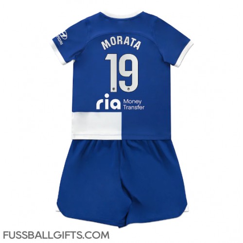 Atletico Madrid Alvaro Morata #19 Fußballbekleidung Auswärtstrikot Kinder 2023-24 Kurzarm (+ kurze hosen)